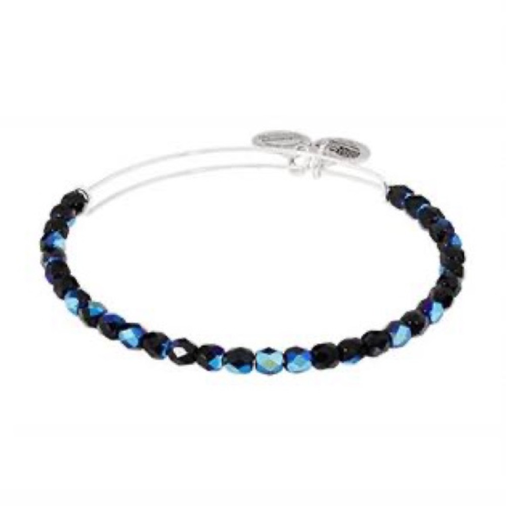 NWT Alex and Ani Midnight Rock Candy Beaded Bangle Rafaelian Silver Bracelet